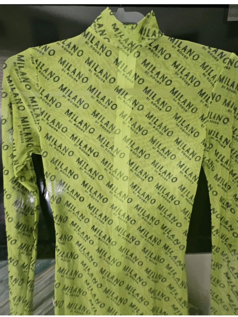 Milano Neon Lime All-Over Logo Long Sleeve Coverup